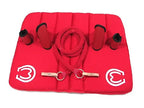 Kit Traia Vermelho Com Manta Mangalarga + Rédea De Lã Torcida Grossa Em Inox + Caneleiras Premium