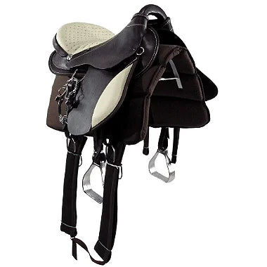 Sela Australiana Marrom e Bege Inox Luxo + Acessórios