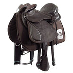 Sela Australiana Marrom Infantil De Cabeça Com Abas Luxo Completa 12 Polegadas + Acessórios