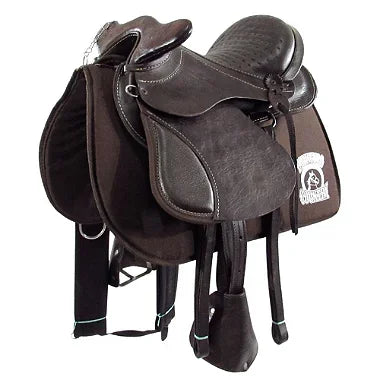 Sela Australiana Marrom Infantil De Cabeça Com Abas Luxo Completa 12 Polegadas + Acessórios