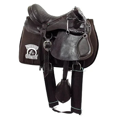 Sela Australiana Marrom Infantil De Cabeça Com Abas Luxo Completa 12 Polegadas + Acessórios