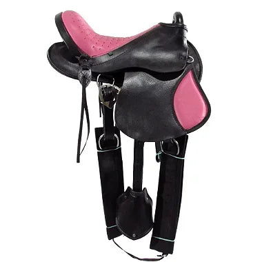 Sela Australiana Preta e Rosa Infantil Luxo 12 Polegadas