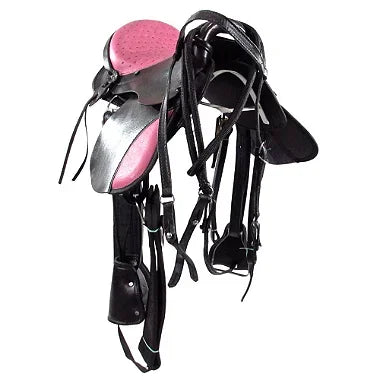 Sela Australiana Preta e Rosa Infantil Luxo 12 Polegadas