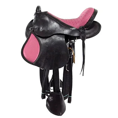Sela Australiana Preta e Rosa Infantil Luxo 12 Polegadas