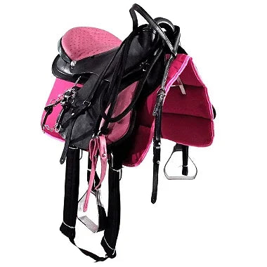 Sela Australiana Preta e Rosa Inox Luxo + Acessórios