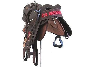 Sela De Cabeça Marrom Australiana Arreada Completa Com Bordado Mangalarga + Acessórios