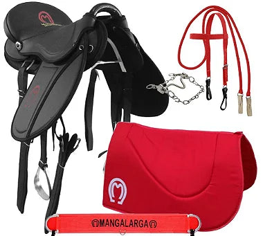 Sela Eco Mangalarga Confort Soft Preta Kit Completo Vermelho